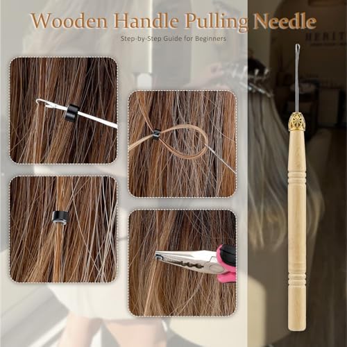 JIAMEISI Hair Extension Tool Kit, 500 Micro Rings Brown - Image 6