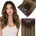 LaaVoo 18 Inch Brown to Blonde Balayage Seamless Clip in Hair Extensions by LaaVoo