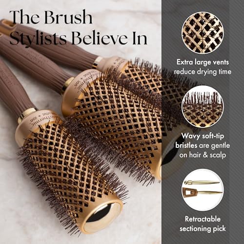 Olivia Garden NanoThermic Ceramic + Ion Round Thermal Hair Brush - Not Electrical - Professional Blowout Brush for Normal to Thick Hair - Image 4