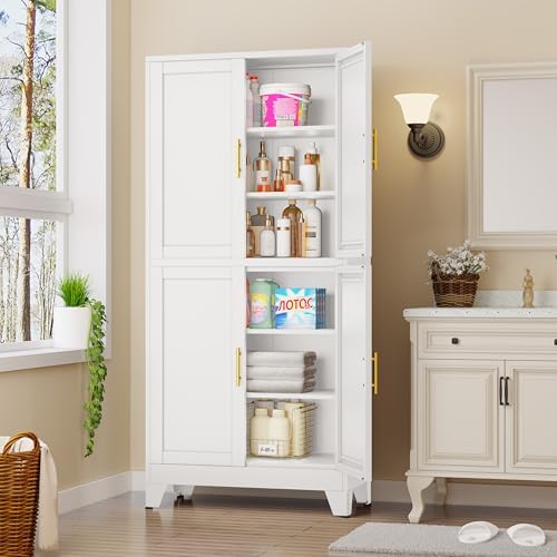 GAIOUS 75.2" Tall Metal Pantry Cabinet,White Kitchen Pantry Storage Cabinet - Image 6