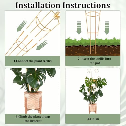2 Pcs 30'' Monstera Plant Trellis for Pots, Metal Garden Trellis for Outdoor Plant Climbers, Expandable Houseplant Support with Butterfly Design for Monstera Ivy Hoya Vine, Gold - Image 4