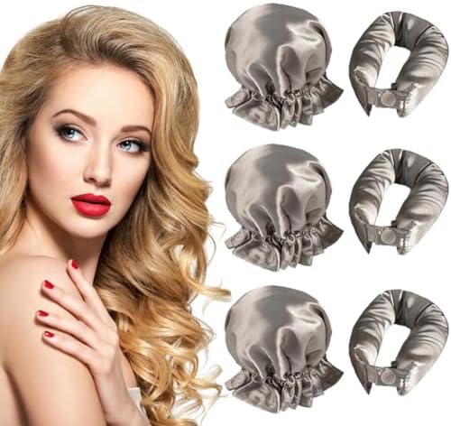 Heatless Curls Overnight Hair Curlers, 6 PCS Satin Flexi Rods Set by NuAngela