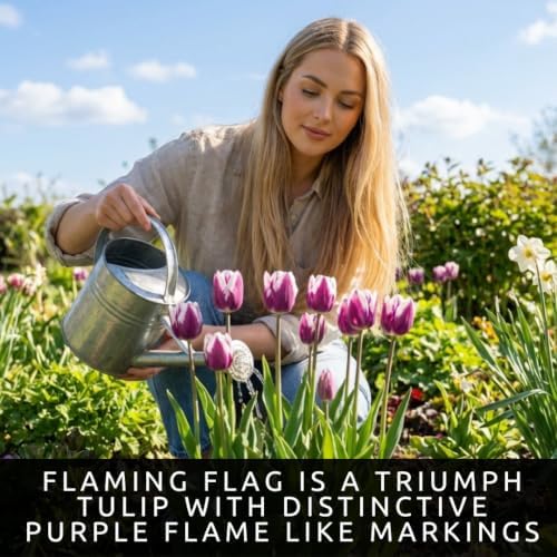 10 Flaming Flag Tulip Bulbs | Purple & White Flowers for Fall Planting - Image 3