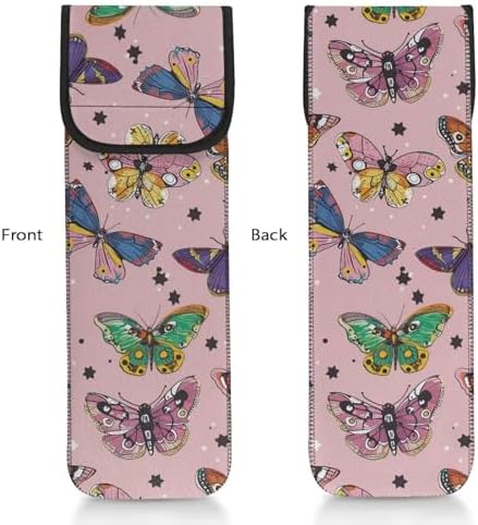 1 Piece Pink Butterfly Flat Iron Curling Wand Travel Cover Case Bag Curling Wand Travel Case Universal Case Heat Resistant Bag Lavender Long-Term Use - Image 3