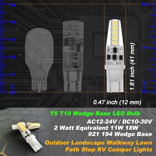3W 194 921 T5 T10 Wedge Base LED Car Bulb Daylight White 6000K, 8 Pack - Image 4