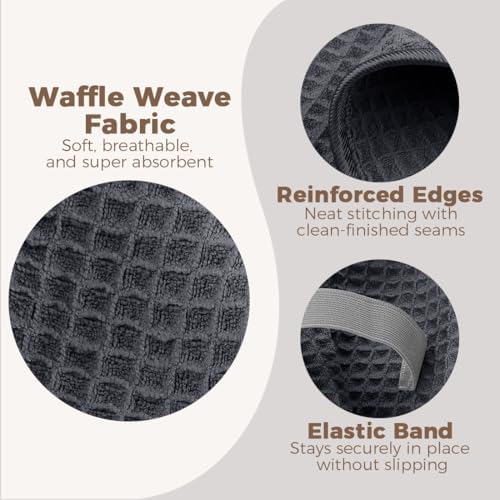 HOMEXCEL 2PK Microfiber Hair Towels Waffle Weave, 40x26.5 in, Fast Drying - Image 3