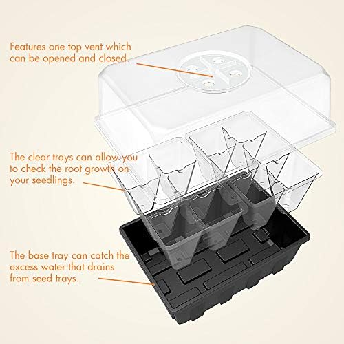 Gardzen 20 Pack Seed Starter Trays with Adjustable Vented Dome 240 Cell Clear - Image 2