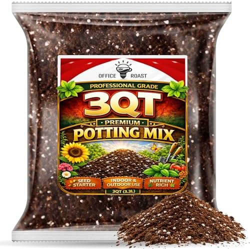 Potting Mix Soil 3 QT for Indoor Plants & Outdoor Gardening – Seed Starter Soil, All Purpose Planting Mix – Moisture Retaining, Fast Draining Soil for Seeds, Herbs, Flowers & Vegetables by OfficeRoast