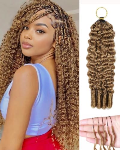 27# Honey Blonde Color 18 Inch Human Crochet Hair for Black Women, Feather Crochet Extensions 55g 40 Strands, Resusable Miracle Look Hair Bundles, Soft Lightweight Small Knots Burmese Curly by VDZ100HumanHair