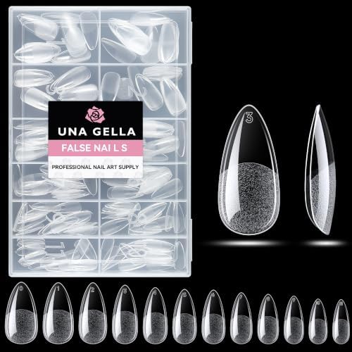 UNA GELLA Almond Nail Tips Medium 216pcs X-Soft Gel Press On Nails by UNAGELLA