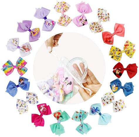 Disney 100th Anniversary Special Hair Accessory for Girls|18pc Disney Hair Bow Clips Featuring Favorite Characters with a String Bag Bow Holder with hanger. For all occasions & ages 3+ - Image 5