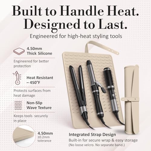 XL Vanity Mat, Heat Resistant Mat for Hair Tools, Vanity Décor, Sand - Image 4
