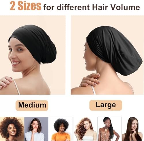 Satin Bonnets for Sleeping Adjustable Silk Lined Bonnet Sleep Cap Hair Wrap - Image 4