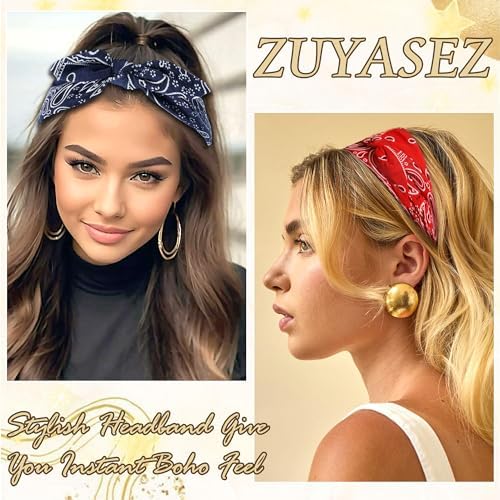 6 Pcs Bow Headbands for Women Paisley Print Rabbit Ears Hair Bands - Image 7