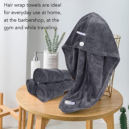 SINLAND Hair Drying Cap Hair Towel for Women 3 Pack Grey - Image 5