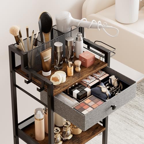 Bathroom Stand, Makeup Cart with Drawer for Cosmetic and Skincare - Image 6