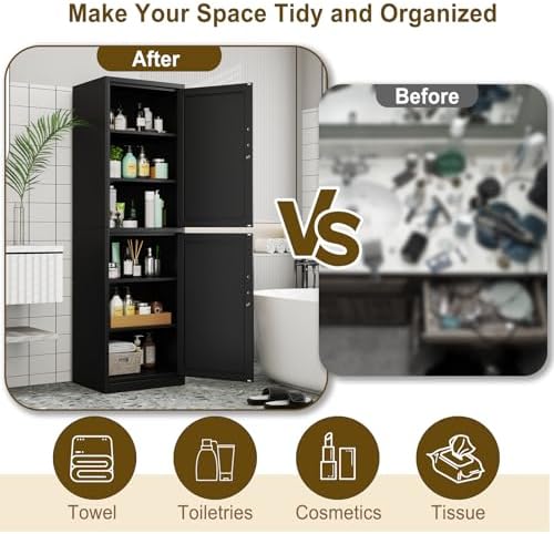 pozdeg 67" Black Lockable Tall Narrow Metal Storage Cabinet - Image 6