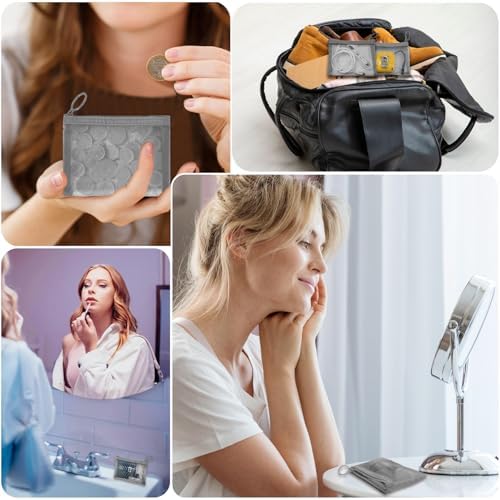 Mini Mesh Pouches (4 Pack), Small Mesh Bags with Zipper Nylon Makeup Pouches Bag Cosmetic Pouch Travel Purse Organizer Insert Diaper Inside Bag Organizers Home Organizing Size See Through Cute Gray - Image 6