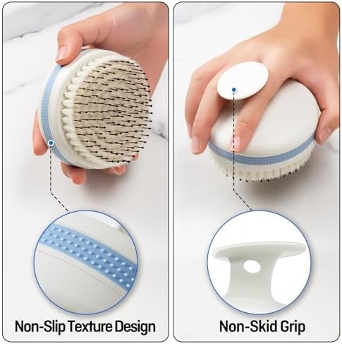 Scalp Massager with Double-Layer Bristles,Anti-Slip Rich-Lathering Hair Washing Shampoo Brush,Curved Scalp Scrubber with Better Head Fit for Dandruff Removal,Wet&Dry Use Scalp Stimulator. - Image 6