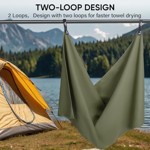 APEXUP Microfiber Travel Towel, Ultra Absorbent Quick Dry Towels, Lightweight Gym Sports Camping Towel for Workout, Yoga, Beach, Shower, Swimming (60"×30", Army Green) - Image 6