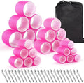 shynek Hair Rollers 48 Pcs Set, 24Pcs Hair Rollers 4 Sizes and 24 Pcs Hair Clips for Long Medium Short Hair (Pink) by shynek