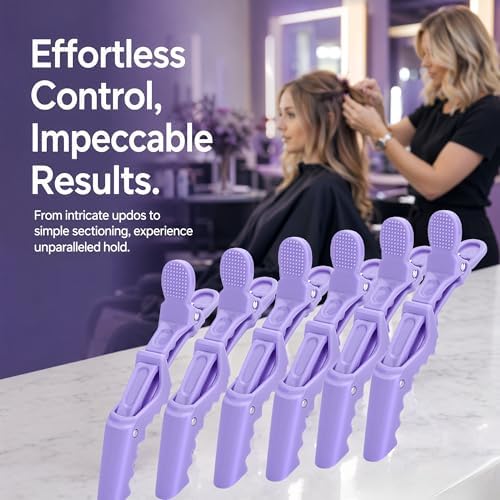 30 Pack Alligator Hair Clips, Sectioning Clips for Salon Coloring, Cutting & Styling, Durable Plastic Barber Hairdressing Tools, Strong Grip Crocodile Clips for Women Men Kids (Purple) - Image 5