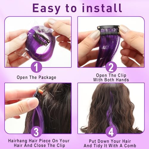 Colored Hair Extensions for Girls Kids, 12 Pcs Colorful Accessories - Image 4
