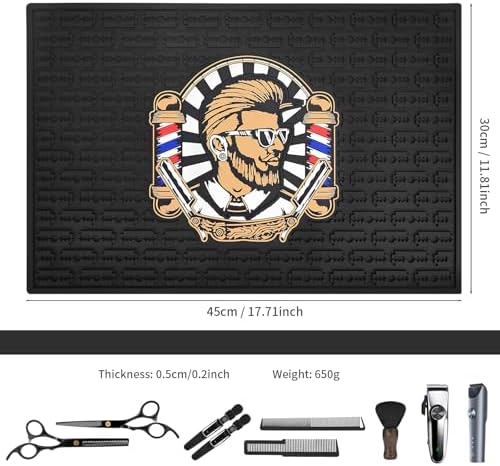 Non-Slip barber mats for clippers, Flexible Rubber Barber Station Mat for Hair Styling Tools, Double Edge Countertop Protector Pad for Professional Salon Styling Tools, Bar Service Mat 17.7x11.8Inches - Image 2