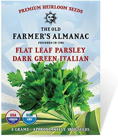 The Old Farmer's Almanac Heirloom Parsley Seeds (Dark Green Italian Flat Leaf) - Approx 1500 Seeds - Non-GMO, Open Pollinated, USA Origin by TheOldFarmersAlmanac