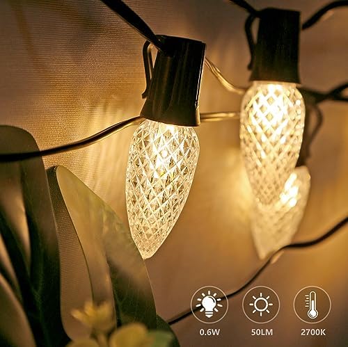 100PACK C9 LED Christmas Lights Shatterproof Waterproof Warm 2700K Plastic - Image 3