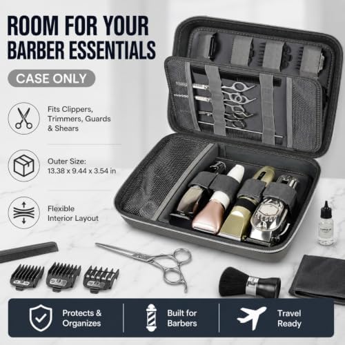 Boobowl Hard Travel Case for Hair Clippers, Hair Cutting Barber Supplies Organizer Bag, Trimmer Storage Holder for Ufree/for Wahl Men Razor Guard Grooming Kits -Box Only (Dark Grey) - Image 2