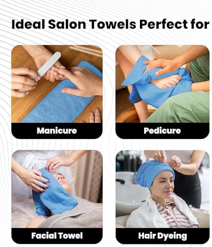 Avalon Towels Salon Towel - Sky Blue Hand Towels Bulk Pack of 24 - 100% Cotton Absorbent Spa, Facial & Gym Towel for Working Out - 16x27 Inches (Not Bleach Proof) - Image 6