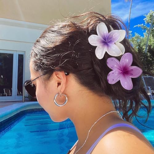 GQLV Flower Hair Claw Clips-4PCS Large Claw Clips for Thick/Thin Hair Claws,Strong Hold Nonslip Cute Hair Clips for Women Girls,Hawaiian Hair Accessories Holiday Gifts - Image 2
