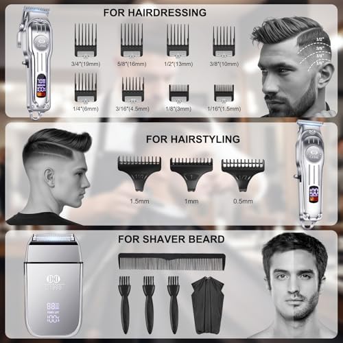 CIICII Mens Hair Clippers, Trimmer and Shaver Set, Cordless Barber Kit - Image 5