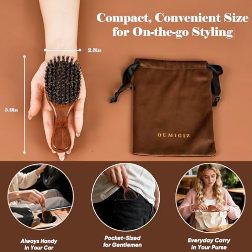 Small 100% Boar Bristle Hair Brush British Craftsmanship Handmade - Image 2