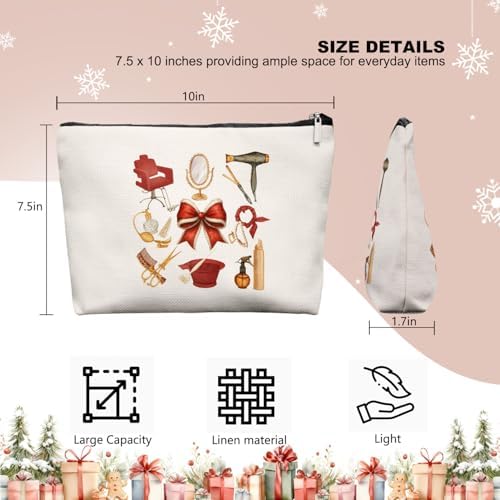Chrisamas Hairstylist Gifts Women Makeup Bag Make Up Bag, Cosmetic Bags for Hairstylists, Hairdresser Gifts for Cosmetology Student Teen Girls(Red) - Image 2