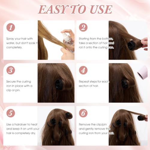 Therwen 18 Pcs Thermal Hair Roller for Women with Long Hair,Black - Image 4