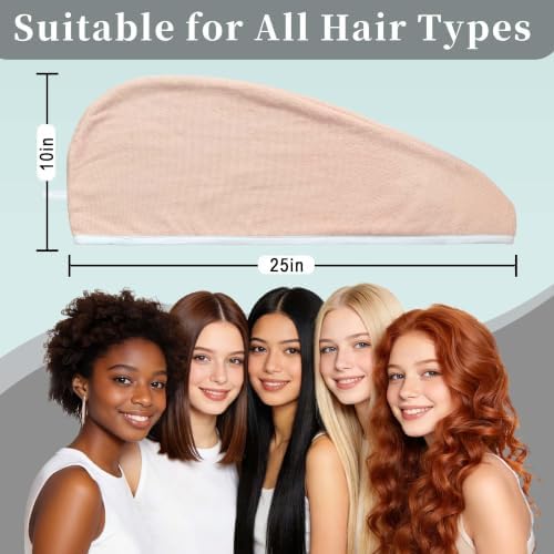 VOOVA & MOVAS Hair Towel Wrap for Women 2 Pack,Gray Pink,Anti-Frizz Soft - Image 4
