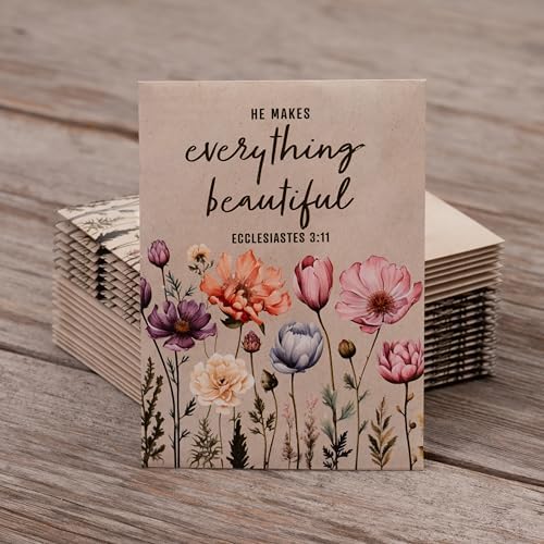 He Makes Everything Beautiful - Pollinator Wildflower Mix Seed Packets - 25 Seed Packs - Perfect Eco-Friendly Gift for Gardeners & Friends - Non GMO Seeds - Image 2