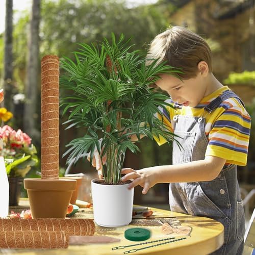 Moss Pole Monstera Plant Support: 4 Pack 16 inch Stackable Coco Coir - Image 4
