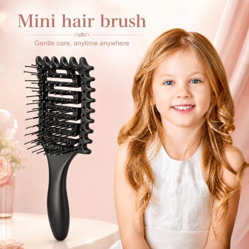 Curl Defining Brush for Curly Hair, Vented Detangling Hair Brush for Wet and Dry Styling, Curved Brush for Shaping and Smoothing Curl Clumps, Lightweight Hair Brush (2Pcs Black) - Image 4