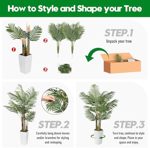 5ft Artificial Palm Tree Indoor Plant，Triple Faux Tropical Areca Floor Plant in Pot，Artificial Plants with Lifelike Leaves for Home Office Decor - Image 4