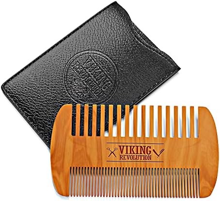 Viking Revolution Wooden Beard Comb and Case - Pocket Comb by VikingRevolution