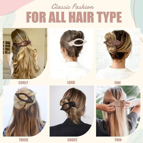 Flat Hair Clips for Women - 6 PCS French Flat Claw Clips Medium Hair Clips for Girls Large Hair Claw Clips for Thick or Thin Hair Strong Hold No Slip Hair Accessories for women (Brown Scarlet) - Image 4