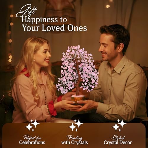 YATSKIA Rose Quartz Tree of Life Crystal Bonsai, Unique Gifts for Women, Sister & Friends, Handmade Gemstone Tree, Living Room, Bedroom & Office Decor, Birthday Gifts - Image 5