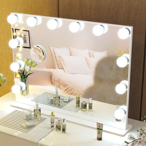 BEAUTME Vanity Mirror with Lights, Touch Control, 28.3 x 21.3 Inch White by BEAUTMEDirect