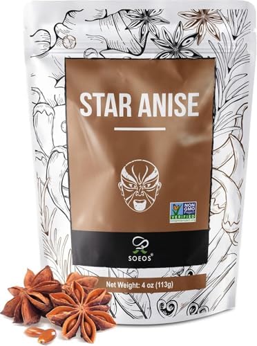 Soeos Star Anise, Star Anise Whole, Anise Seeds, NON-GMO Verified，4 Ounce by SOEOS