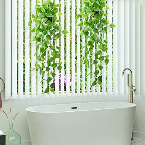 LOYWREE 2 Pack Small Artificial Hanging Plants with Faux Ivy Vine and Hanging Pothos 39Inch Fake Plant Realistic Greenery for Shelf Decor in Home, Office, Indoor & Outdoor Gardens - Image 5
