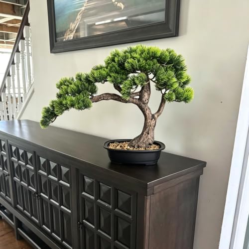 Artificial Bonsai Tree 15" Tall with Realistic Wood, Fake Bonsai, Fake Plant for Office Desk & Home, Japanese Decor, Housewarming Gift - Image 2