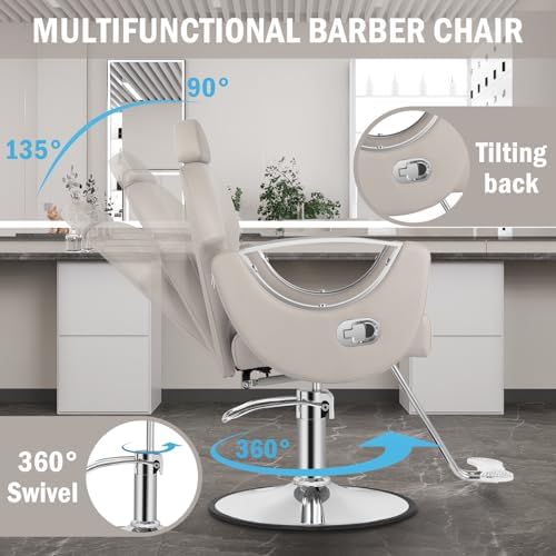 Reclining Salon Chair, Hydraulic Barber Styling Chair for Hair Stylist - Image 5